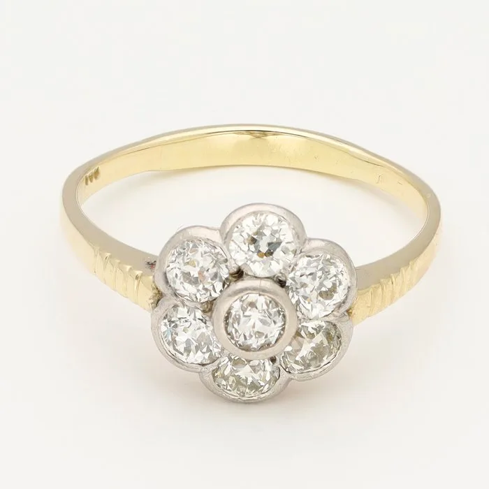 Ring - 14 kt. Yellow gold, White gold Diamond (Natural)