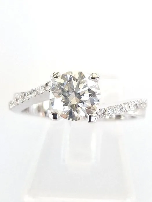 Engagement ring - 14 kt. White gold - 1.17ct. tw. Diamond (Natural) - Diamond