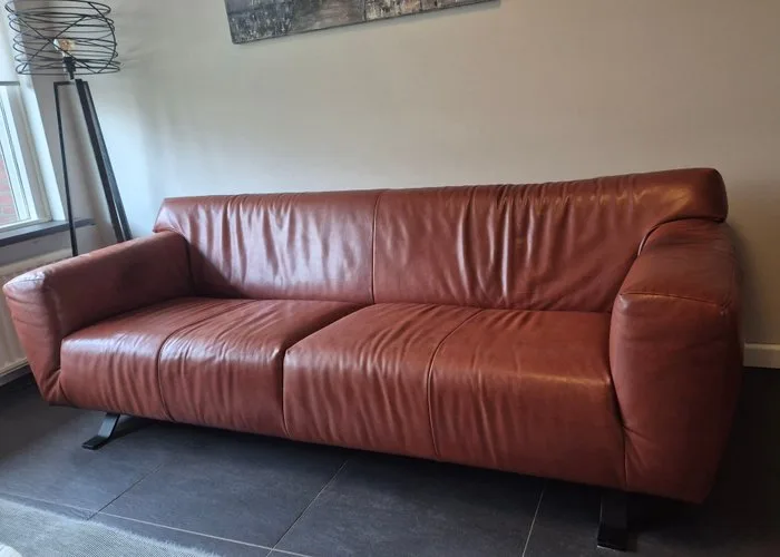 Label - Gerard van den Berg - Bench - Stainless steel, Calfskin - Nice leather 3‑seater sofa