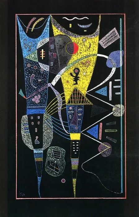 Wassily Kandinsky - "La Tension Double, 1938”. Gesigneerd in de plaat. Stijl: Bauhaus