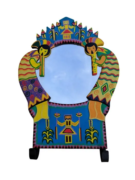 Miroir art populaire Peru vintage folk art peint main - Mirror - Wood
