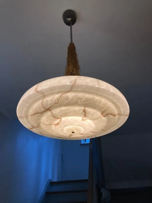 Hanging lamp - Glass - Huge Art Deco Marmorized