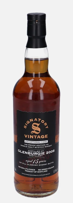 Glenburgie – 2008 15 Year Old Signatory Vintage Scotch Whisky Co. Exceptional Cask Series 100 Proof Edition #2