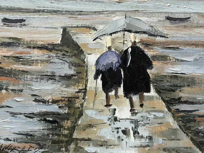 Christian Daniel (1951) - Marine bretonne - "Sur la cale" (vendu