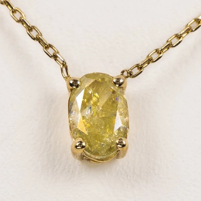 Necklace with pendant - 14 kt. Yellow gold - 1.01ct. tw. Diamond (Natural coloured) - GWLab