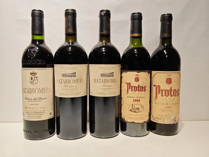1999 Matarromera, Prestigio (x2), 2003 Reserva, 1990 Protos Gran Reserva & 1999 Reserva Especial - Ribera del Duero - 5 Bottles (0.75L)