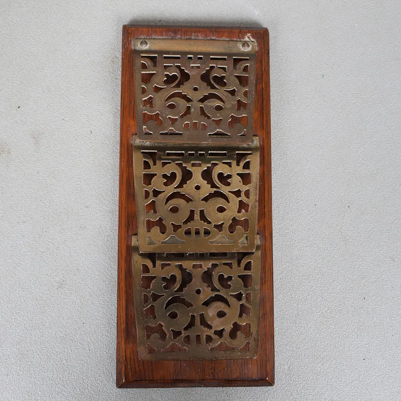 A Victorian Brass & Oak Letter Rack