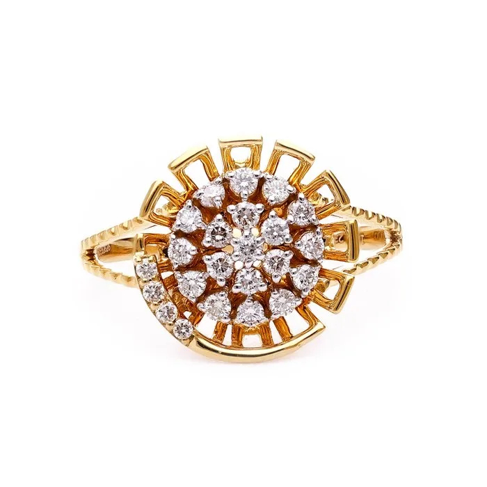 Ring - 18 kt. Yellow gold - 0.29ct. tw. Diamond (Natural) - 18karat Sunburst Ring
