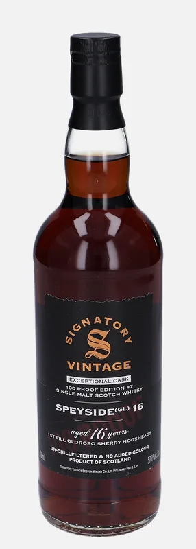 Speyside (GL) – 16 Year Old Signatory Vintage Scotch Whisky Co. Exceptional Cask Series 100 Proof Edition #7 (70cl, 57.1%)