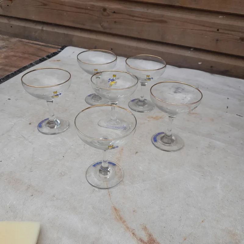 Set of six vintage Babycham advertising glasses