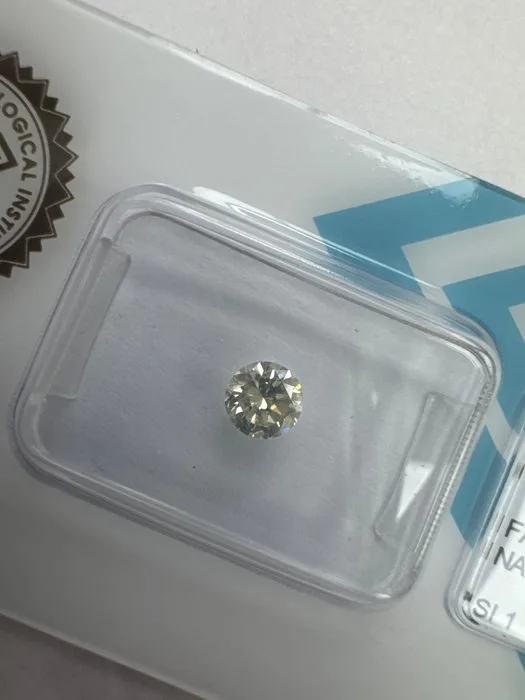 1 pcs Diamond (Natural coloured) - 0.40 ct - Round - Fancy light Greenish, Grey, Yellow - SI1 - International Gemological Institute (IGI)