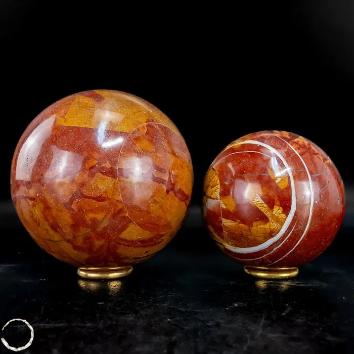 Picture Jasper sphere set from Indonesia – Nature's artworks in warm earth tones- 1406.39 g
