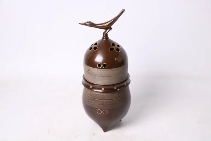 Sato Mitsuo - Burner - Bronze - Bird finial cocoon koro
