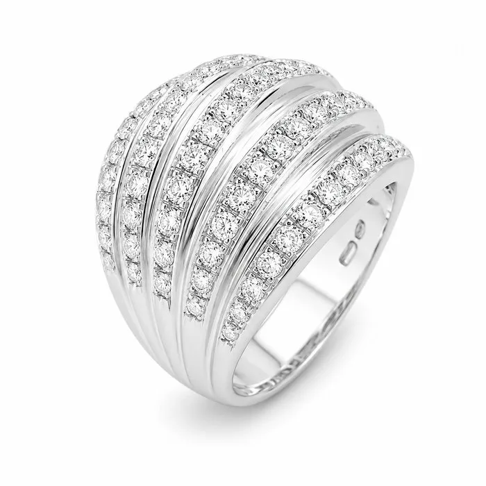Ring - 18 kt. White gold - 1.20ct. tw. Diamond (Natural) - Made in Italy - Handmade