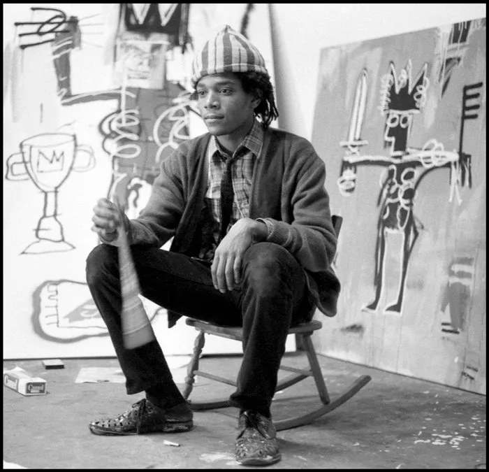 Pierre Houles - Jean Michel Basquiat in his Studio NYC 1982