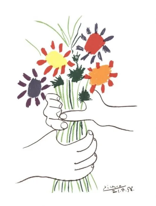 Pablo Picasso (1881-1973) - "Bouquet, 1958" - Gesigneerd en gedateerd in de plaat. - 80 x 60 cm