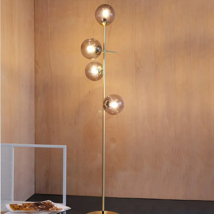 Dyberg Larsen - Floor lamp - COMO Floor Light - Brass/Smoke - Metal, Glass - Scandinavian Design