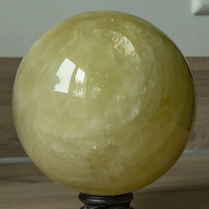 Large Citrine crystal sphere Crystal - Height: 14 cm - Width: 14 cm- 4045 g