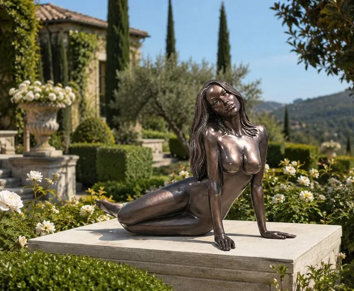 Statue, XL Bronze Posing Lady 100cm - 63 cm - Bronze - 2026
