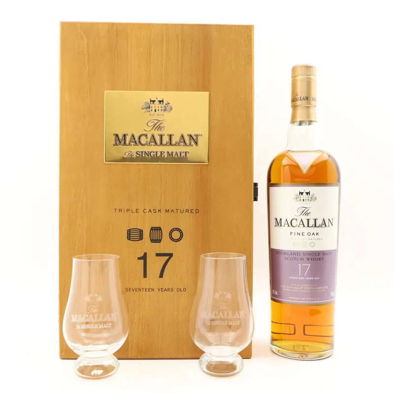 Macallan – 17 Year Old Fine Oak Triple Cask With Glasses Set (70cl, 43%)