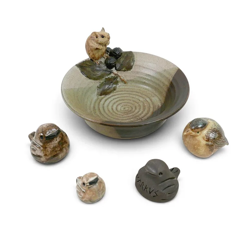 Four Vintage German Studio Pottery Birds by Barbel Bach