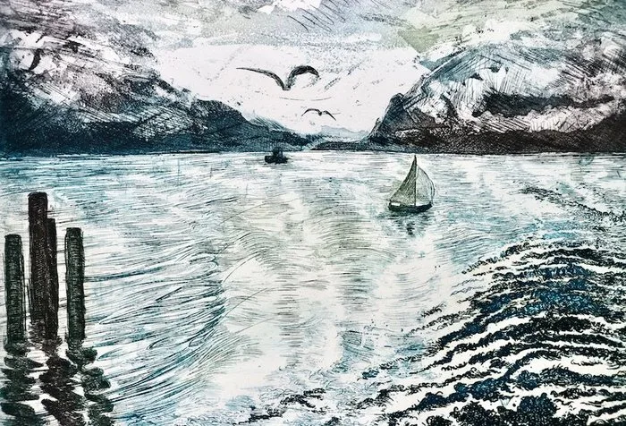 Guy de POURTALÈS / Joëlle SERVE - Marins d'eau douce [10 eaux-fortes couleurs - envoi] - 1986