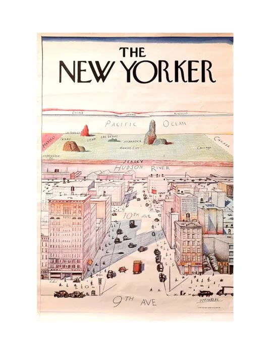 Steinberg - Original Large The New Yorker Affiche - 1976 - Steinberg