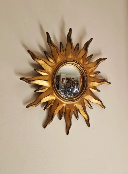 Wall mirror- Witch's Eye / Butler - Glass, Resin - Gold Convex Sun Mirror