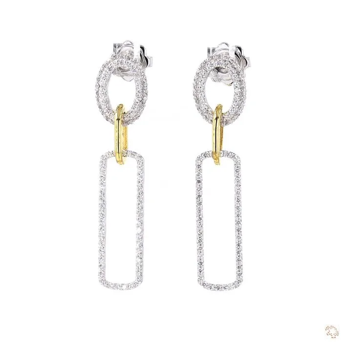 Earrings - 18 kt. White gold, Yellow gold - 0.76ct. tw. Diamond (Natural) - Diamond