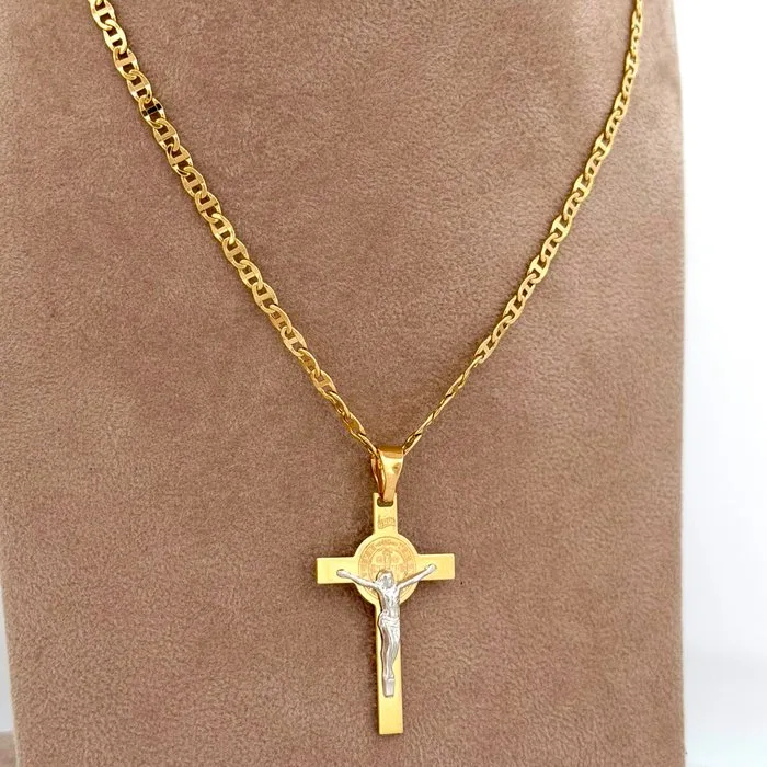 Necklace - 18 kt. Yellow gold, White gold - Croce
