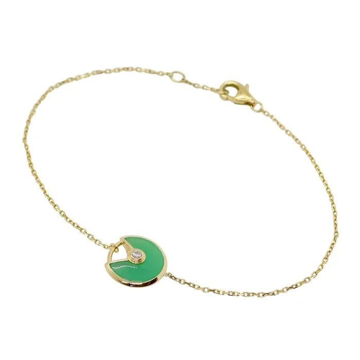 Cartier - Bracelet - Amulette - 18 kt. Yellow gold - Diamond / Chrysoprase