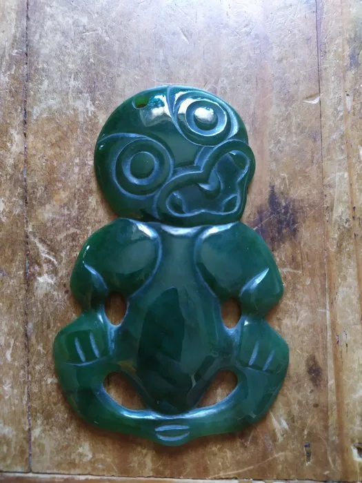 Vintage Large NZ Hei-Tiki Nephrit Greenstone Jade - Maori - New Zealand