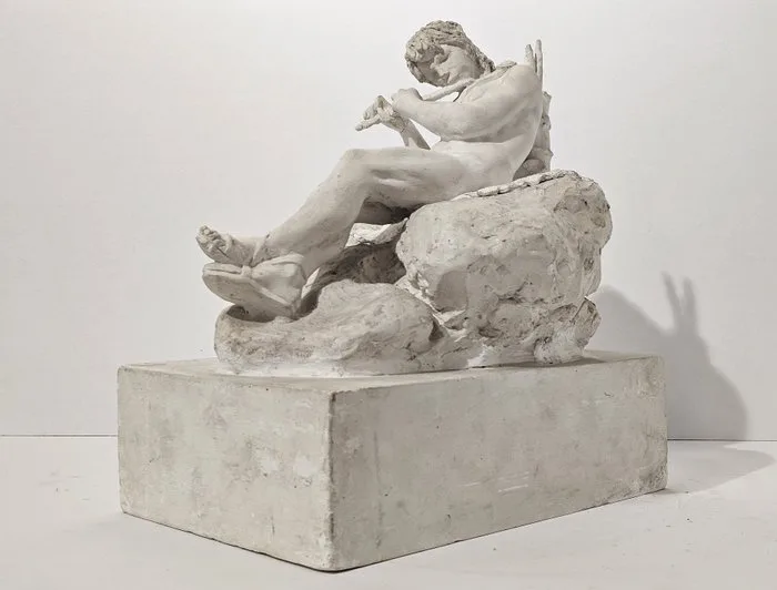 Domenico Antonio Valente (1917 - 2006) - Sculpture, Il flautista - 34 cm - Plaster