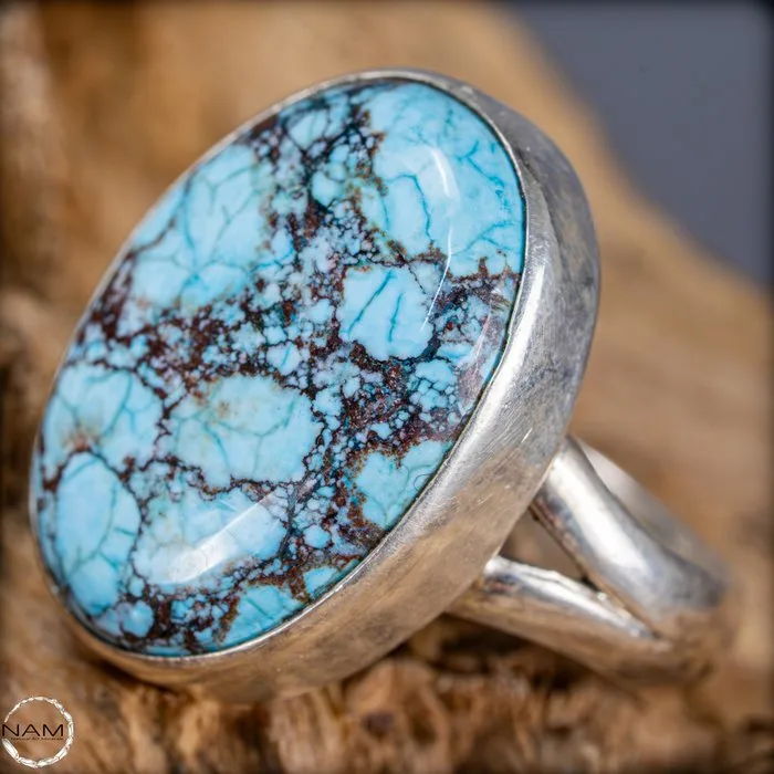 Natural Blue Turquoise Ring Arizona 925 Silver, Untreated 30.7 ct- 6.14 g