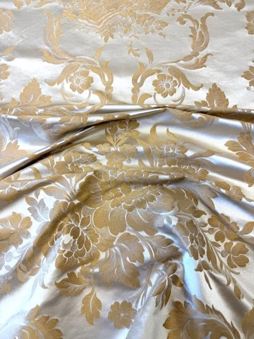 1773★100% silk (with viscose trim) Exquisite, elegant and luminous damask jacquard fabric - Textile - 500 cm - 140 cm