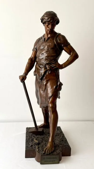 Emile Louis Picault (1833-1915) - Sculpture, „ LE FORGERON “ - 15,8 Kg - 74 cm - Patinated bronze