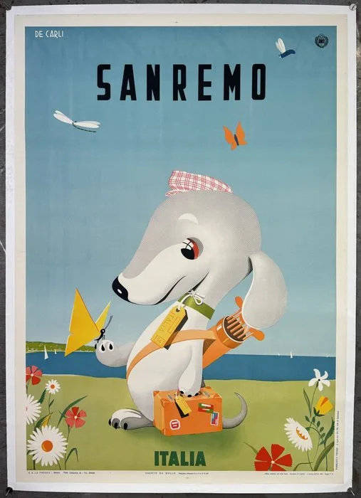 De Carli - Sanremo, Italia (Golf) | Manifesto Turistico Vintage ENIT, 1946