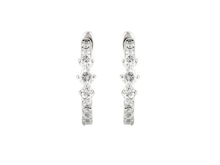 Earrings - 14 kt. White gold - 0.32ct. tw. Diamond (Natural)