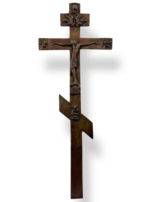 Crucifix - Bronze - XVIII – XIX - Russian eight-pointed cross - 28 cm