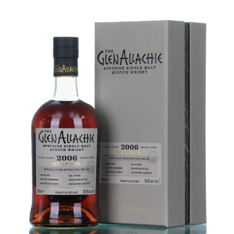 GlenAllachie – 16 Year Old 2006 Single Cask #6607 PX Hogshead Speyside Single Malt Scotch Whisky (70cl, 59%)