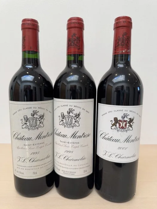 1995, 1998 & 2001 Château Montrose - Bordeaux, Saint-Estèphe 2ème Grand Cru Classé - 3 Bottles (0.75L)