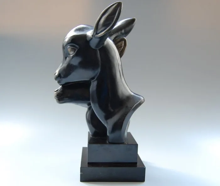 Michel Leducq - Sculpture, 'Twee herten ' - Art Deco - 32 cm - Metal and Marble - 1925
