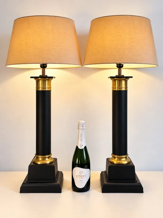 Lock-Light - Table lamp (2) - 90CM XL High End Lamps - Brass, Metal, Textile, Wood
