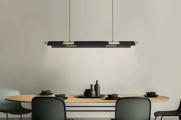 Eglo - Ceiling lamp (2) - ERMUA - Steel, Wood - 2 items