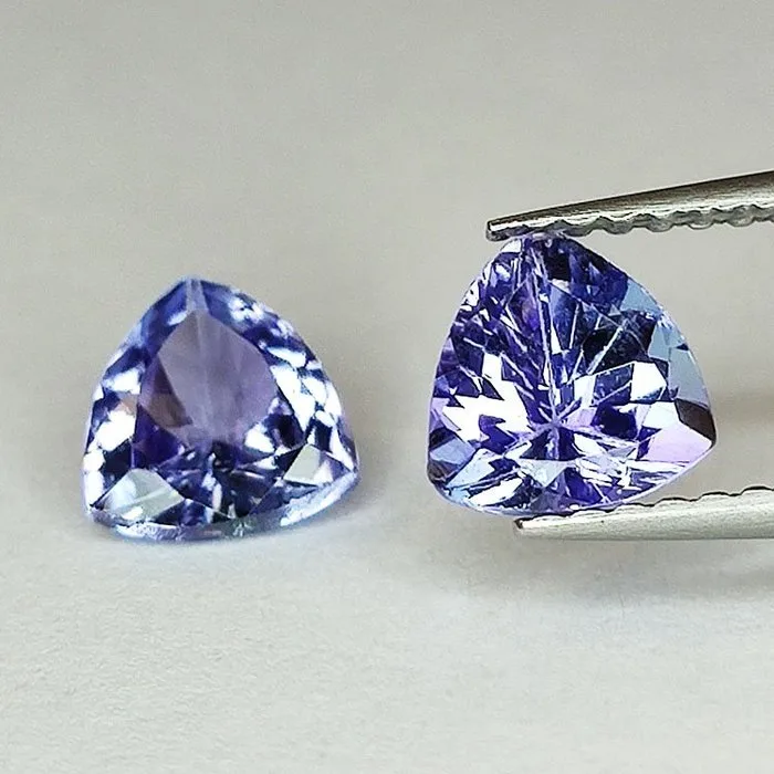 2 pcs Blue, Violet Tanzanite - 1.71 ct - Antwerp Laboratory for Gemstone Testing (ALGT)