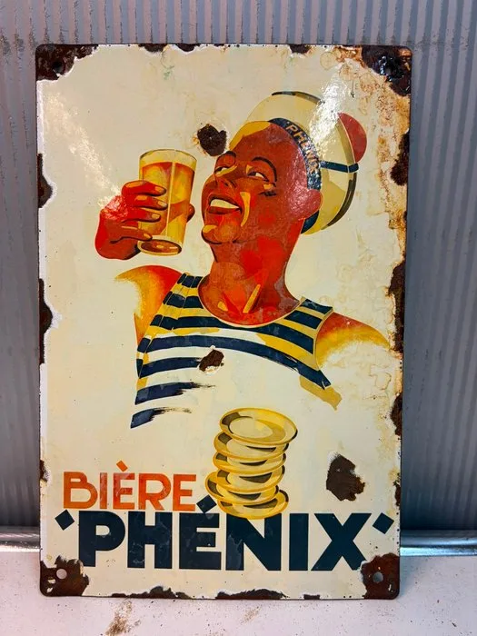 Bière Phénix – Bier Reclame – Emaille Reclamebord - Enamel sign - Enamel