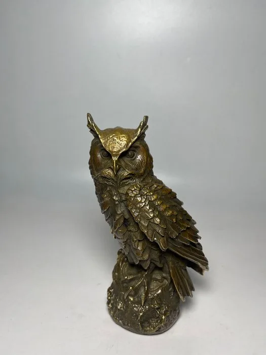Sculpture, Metal Bronze Owl Sculpture - 17 cm - Bronze