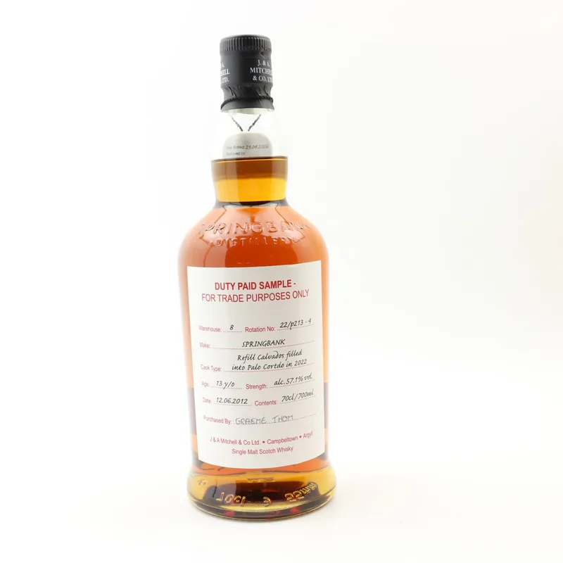 Springbank – 2012 13 Year Old Duty Paid Sample (70cl, 57.1%)