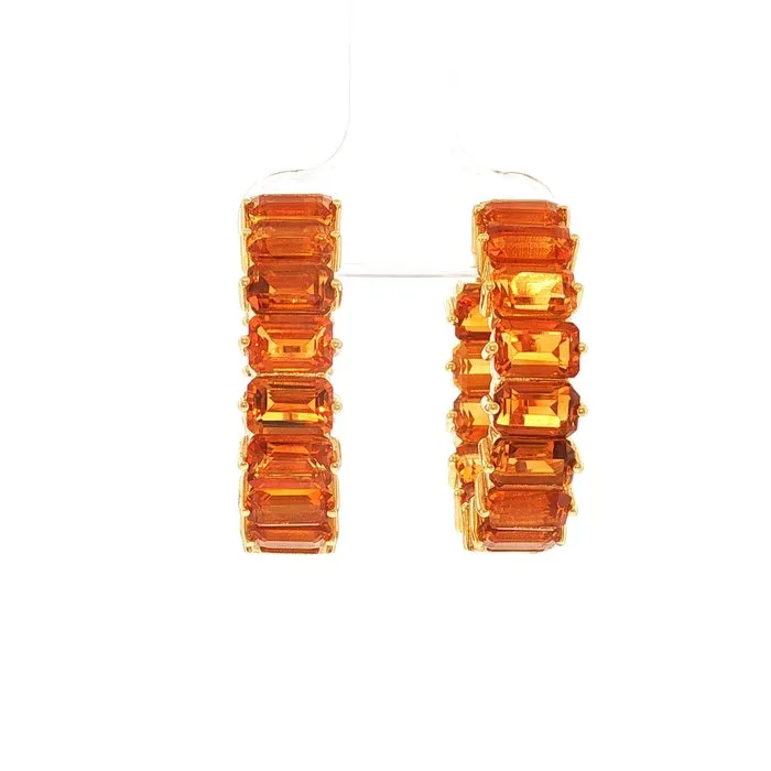 Statement earrings - 18 kt. Yellow gold Citrine
