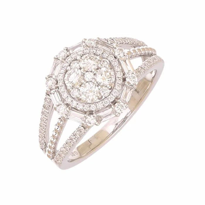 Ring - 18 kt. White gold - 0.91ct. tw. Diamond (Natural) - Diamond